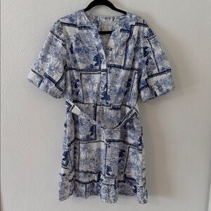 Joie NWOT Toile Print Blue and White Floral Dress.  Size 12.